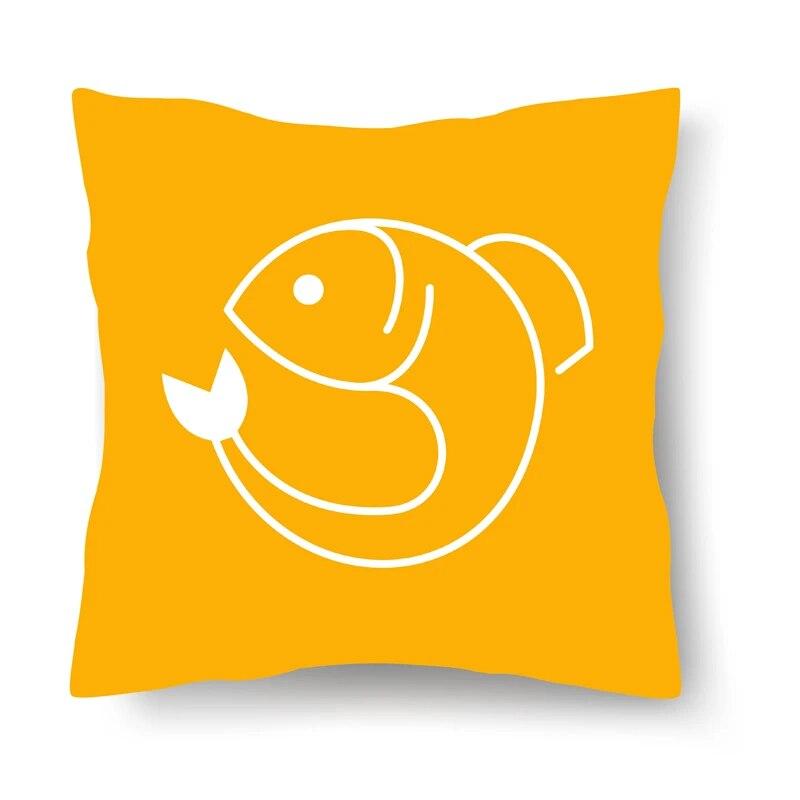 

Наволочка для домашнего декора с геометрическим узором, розовое облако, синяя рыба, чехол для диванной подушки 40x40cm