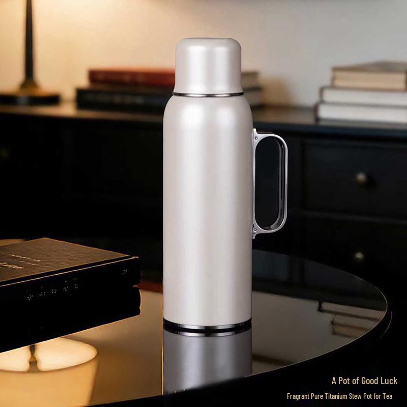 

Kaisers Mingxiang Pure Titanium Thermos Flask with Mechanical Temperature Measurement - Double-Layer Stewing Tea Pot, Premium Gift Edition.