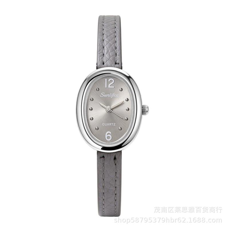 Sunlifex Fashion Oval Quartz Watch Women Leather Strap Ankora Red Luxury Minimalist Style