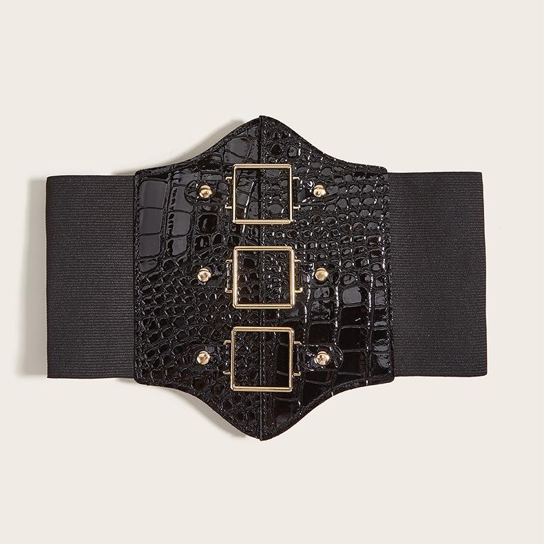 Decorative Belt Women'S Skirt Spring And Autumn Dress Suit Coat Waist Elastic Elastic Wide Waist Seal