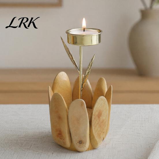 Eco-friendly Wood Candle Holder Wooden Glass Holder, Rustic Driftwood Ornament, Farmhouse Natural Tabletop Decor for Living Room Bedroom Office
