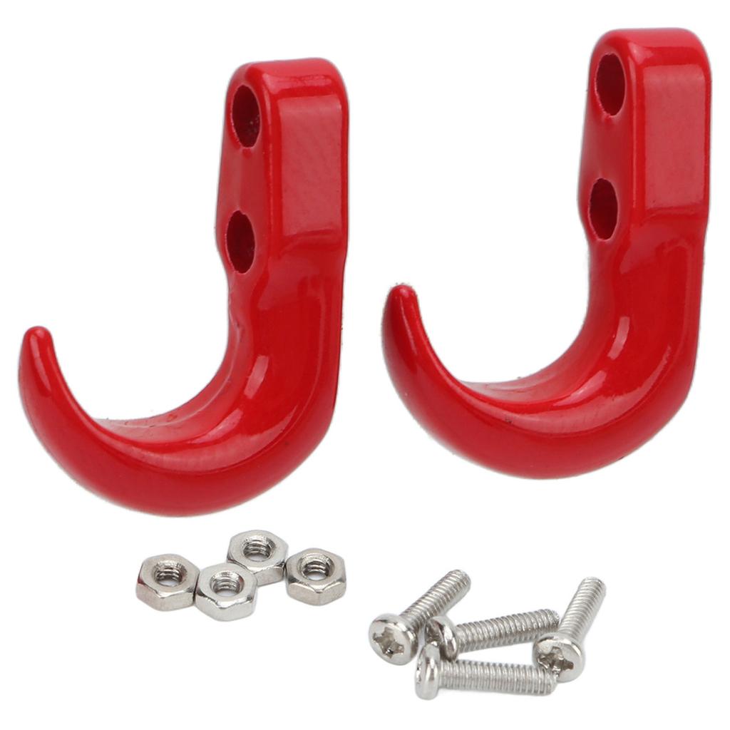 2Pcs RC Metal Bumper Trailer Hook Sickle Authentic Rescue Car Hook for Axial SCX24 124Red