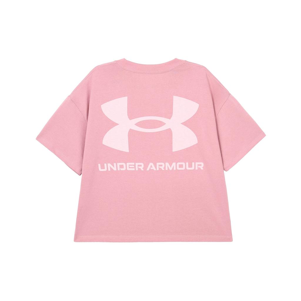 Under Armour Loose Fit Training Round Neck Short Sleeve T-Shirt With Back Logo Print Women Tops Pink 1379948-697