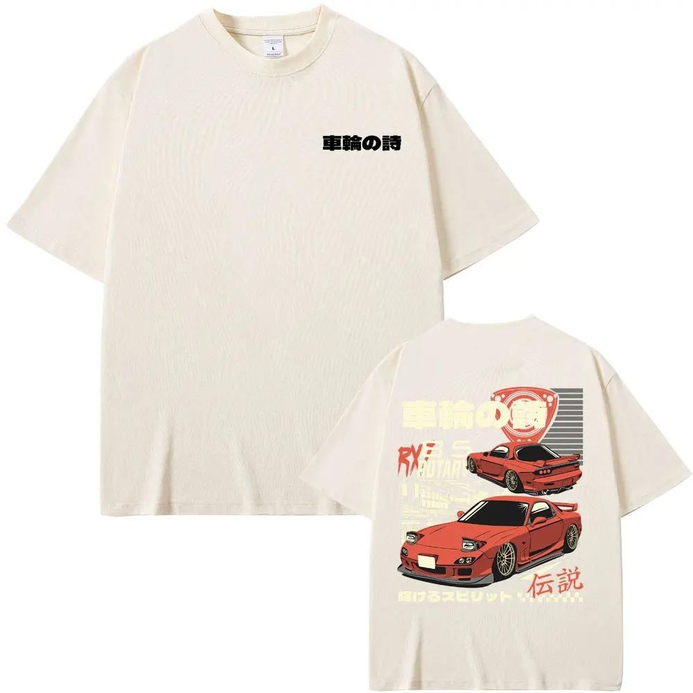 2024 Anime Initial D Drift AE86 Double Sided Print Tshirt RX-7 R34 Skyline GTR JDM Men's Vintage Harajuku Oversized T Shirts