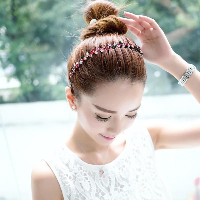 Unisex Hoop Top Metal Double Bangs Flower Rhinestone Hair Accessories Hairband Bezel Headband Men Women Hair Band Sports Hair