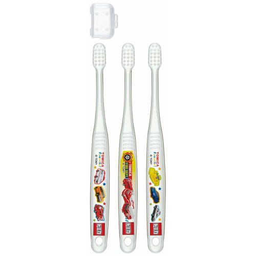 Skater Toothbrushes for Preschoolers, Ages 3-5, Soft Clear, 3-Piece Set, Tomica TBCR5T