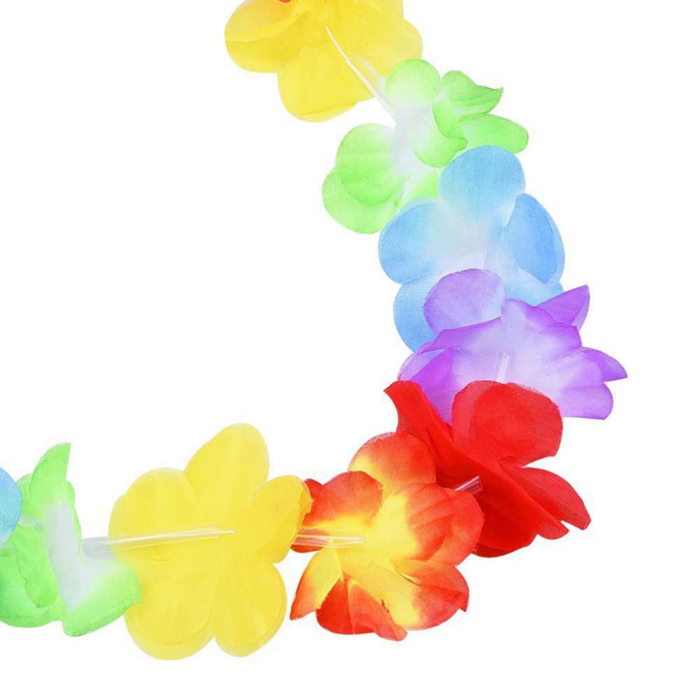 LIOOBO 20pcs Hawaiian Lei Flower Lei Garland Lei Hawaiian Lei Necklace Hibiscus Lei Hula Dance Hair Accessory Garland Party Photo Prop Colorful