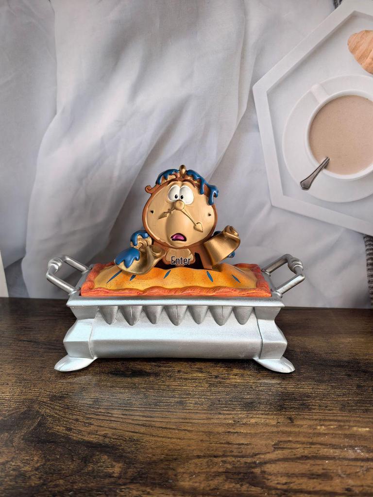 Beauty and the Beast Collection: Lumiere Candelabra & Cogsworth Pendulum Resin Table Clocks