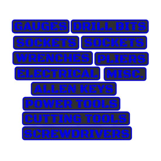 12Pcs Magnetic Toolbox Labels Reusable 3D Printed Tool Box Organize Accessories for Steel Toolboxes Carts Drawers Cabinets DIY Garage Organization