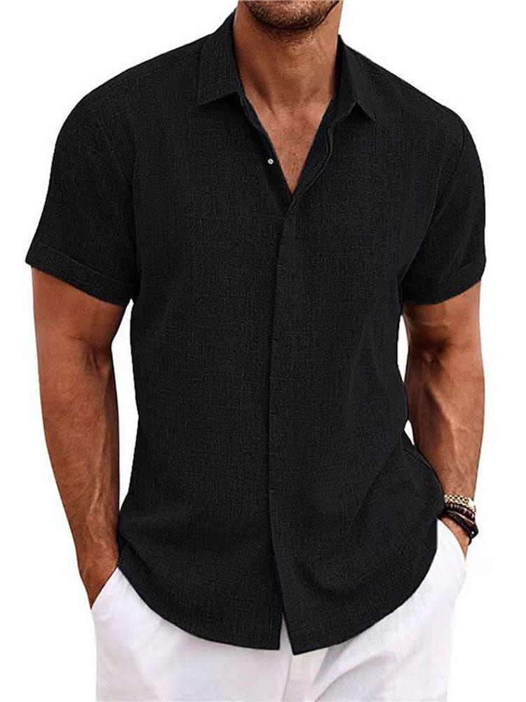 Men's Summer Linen-Style Short-Sleeve Loose Casual Beach Shirt