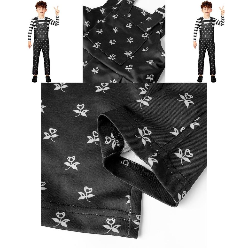 Wednesday Addams Cosplay Costume For Boys Girls Kids Overalls Halloween Xmas Party