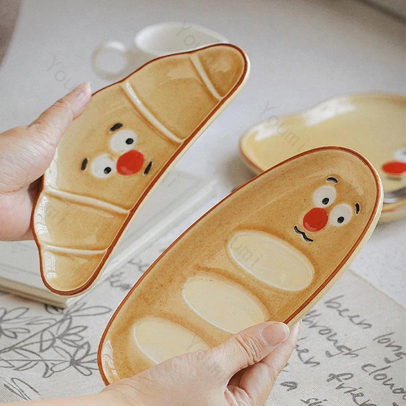 Creatieve Vierkante Keramische Borden Schattig Afternoon Tea Snack Dessertbord Thuis Ontbijt Fruit Sandwichbord Uniek Servies