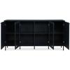 Buffet bas - CARACAS - Décor bleu navy - 2 portes vitrées + 2 portes - L180 x H90 x P40 cm
