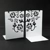 2Pieces Metal Book Ends for Desk and Shelf Hollow Flower Bookends Heavy Duty Bookends Slip Resistant Book Support