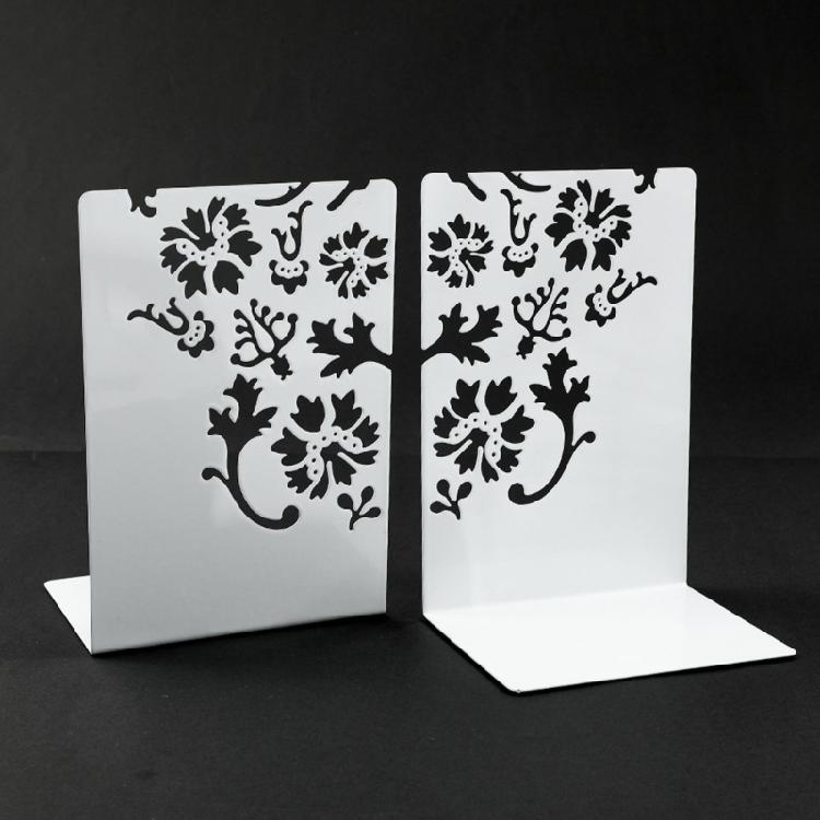 2Pieces Metal Book Ends for Desk and Shelf Hollow Flower Bookends Heavy Duty Bookends Slip Resistant Book Support