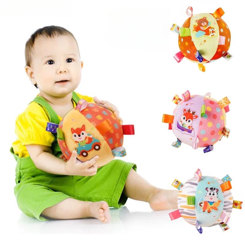 Baby Rattles Toys Soft Plush Hand Rattles Hand Grip Ball Animal Pattern Rattles Shaker for 3 6 9 12 Months Plush Vocal Toy