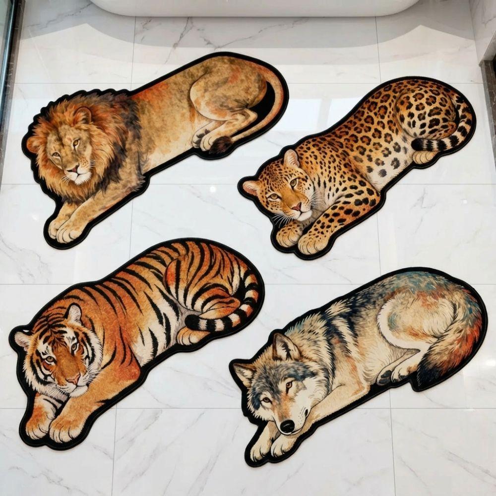 Tapis de porte Lion Absorbant Tapis de sol Loup Antidérapant Nouveau Tapis Tigre Chambre à coucher Salle de bain