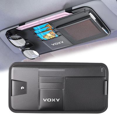 XIBUSANA Car Sun Visor Card Holder with Glasses File for and Durable with Dividers for Parking and Easy Black Voxy, Wear-Resistant Tickets, Coins,