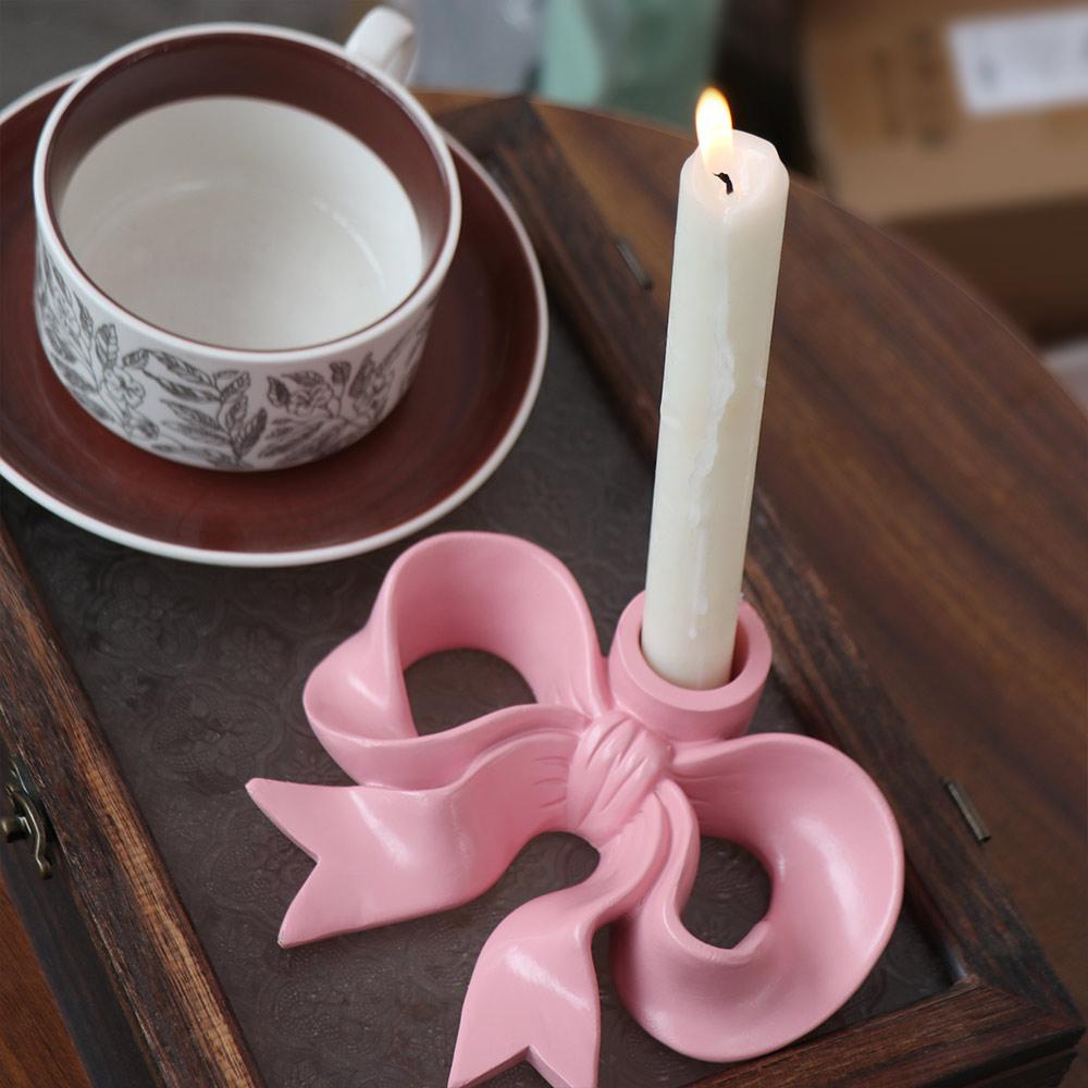 Romantic Ceramic Bow Candle Holder Unique Candle Stands Bowknot Shape Candlestick  Living Room