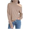 Women Leisure Time Long Sleeve Sweater Two Lapels Leaky Shoulder Sexy Sweater