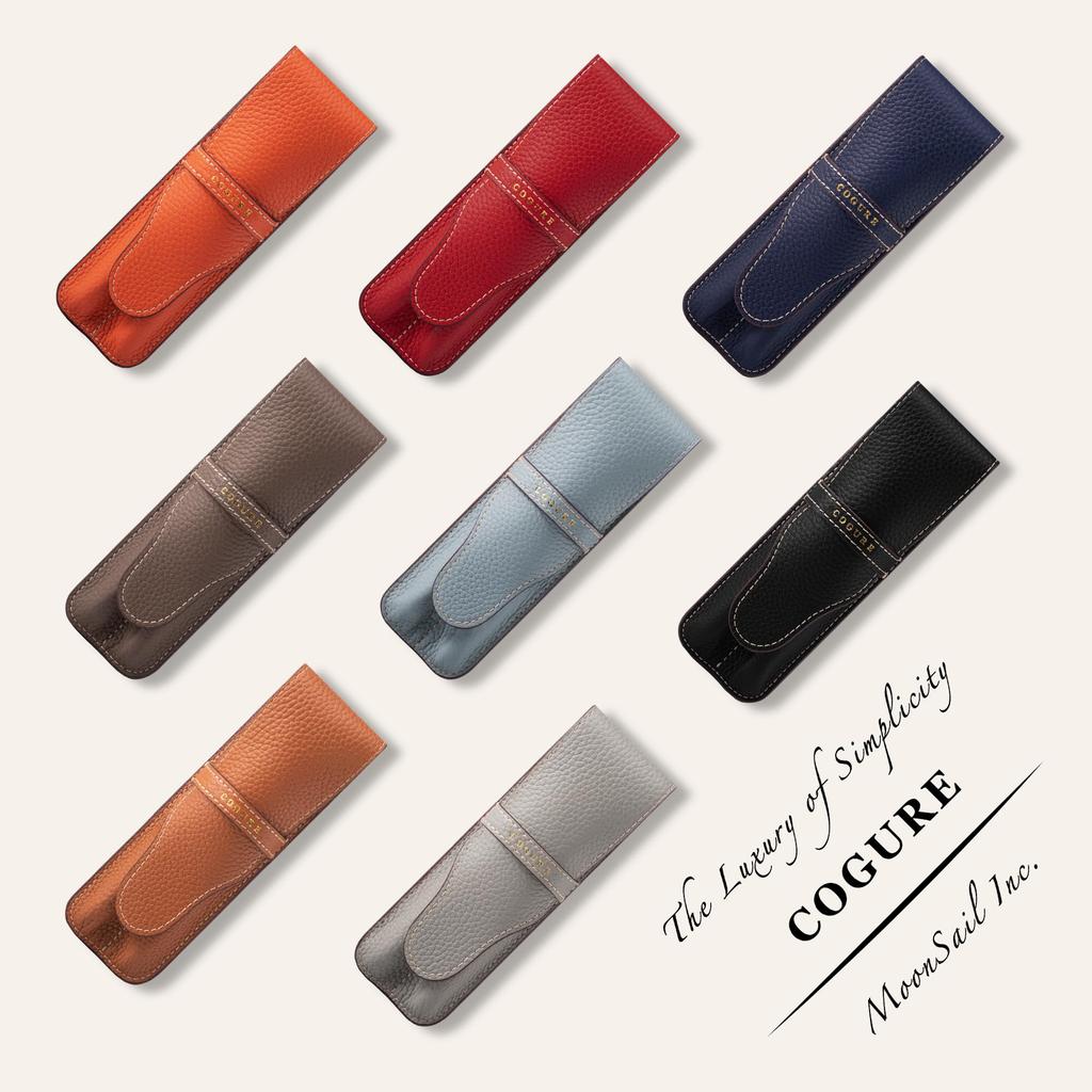 COGURE Pencil Case, Leather Slim Pencil Case for Fountain Pens, Handmade, Luxury Brand, COGURE, Gift, Includes Box, COPenCase, Two Pencils, Black