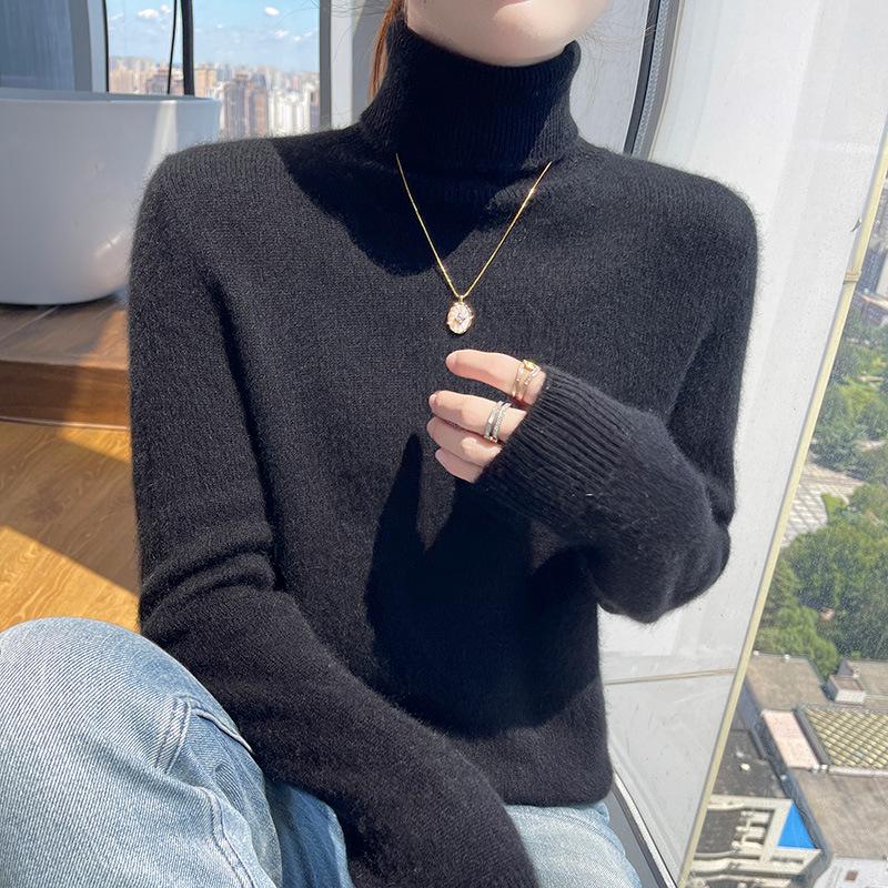 High-End Cashmere Women's Slim-Fit Turtleneck Sweater – Thickened for Autumn/Winter