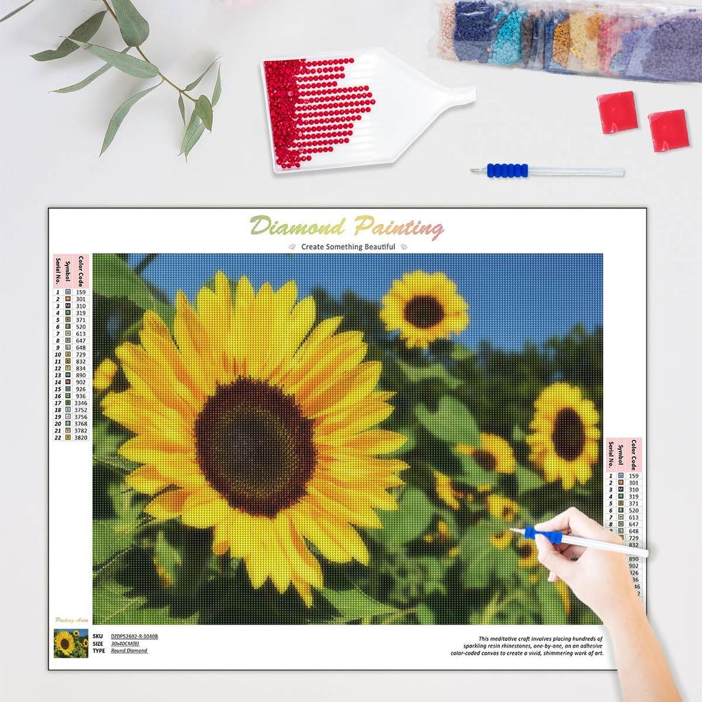 Diamond Painting Sunflower Full Diamond Mosaic Embroidery Flower Rhinestone Home Decoration 30x40cm/12x16inch