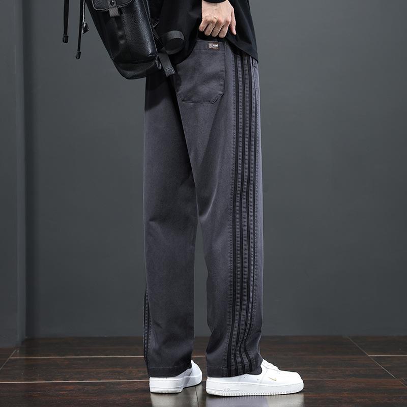 American overalls teen spring wide-leg pants loose straight pants trendy brand men's casual long pants autumn