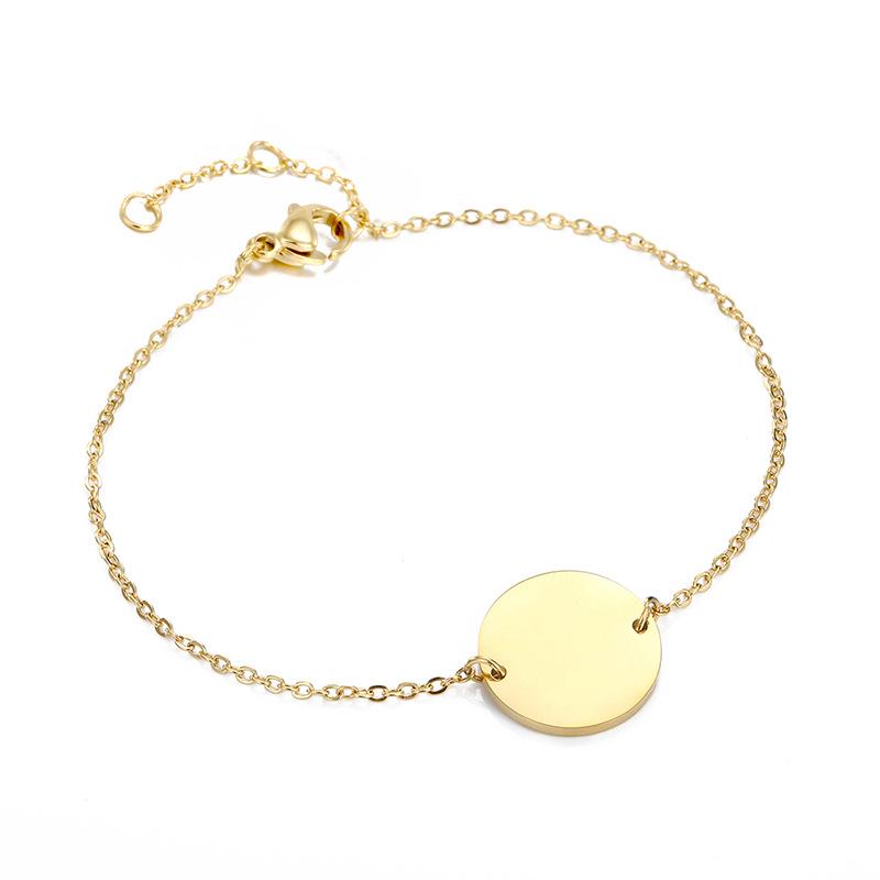 eManco Gold-Plated Geometric Round Bangle - Engravable Stainless Steel Bracelet