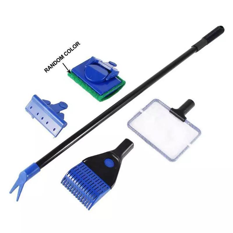 5 In 1 Aquarium Cleaning Kit Glass Brush Scraper Fishnet Fish Tank Cleaner Tools