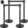 Crowd Control Stanchion, Set of 4 Pieces Stanchion Set, Stanchion Set with 6.6 Ft/2 M Black Retractable Belt