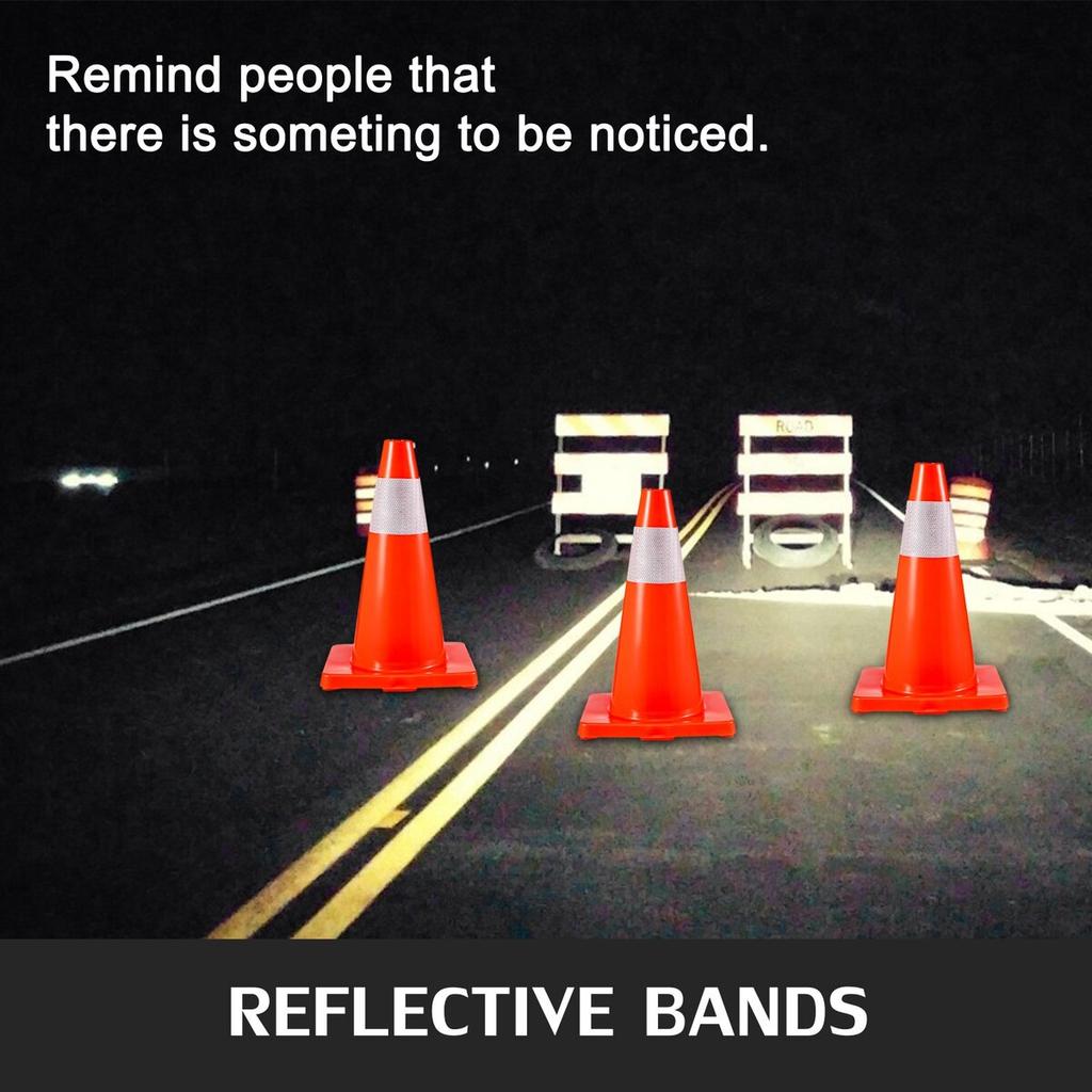 12Pack 18\" Traffic Cones, Safety Road Parking Cones PVC Base, Orange Traffic Cone with Reflective Collars, Hazard Construction Cones for Home Traffic