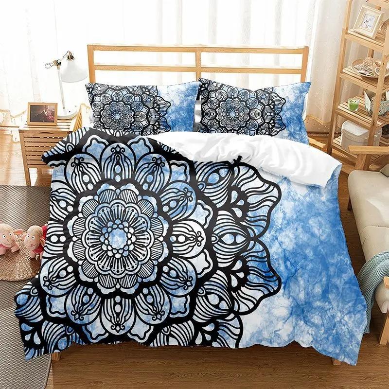 Comforter 3D Print Boho Mandala King Queen Chic Colorful Rustic Mandala Galaxy Polyester Bedding Set For Girls Women