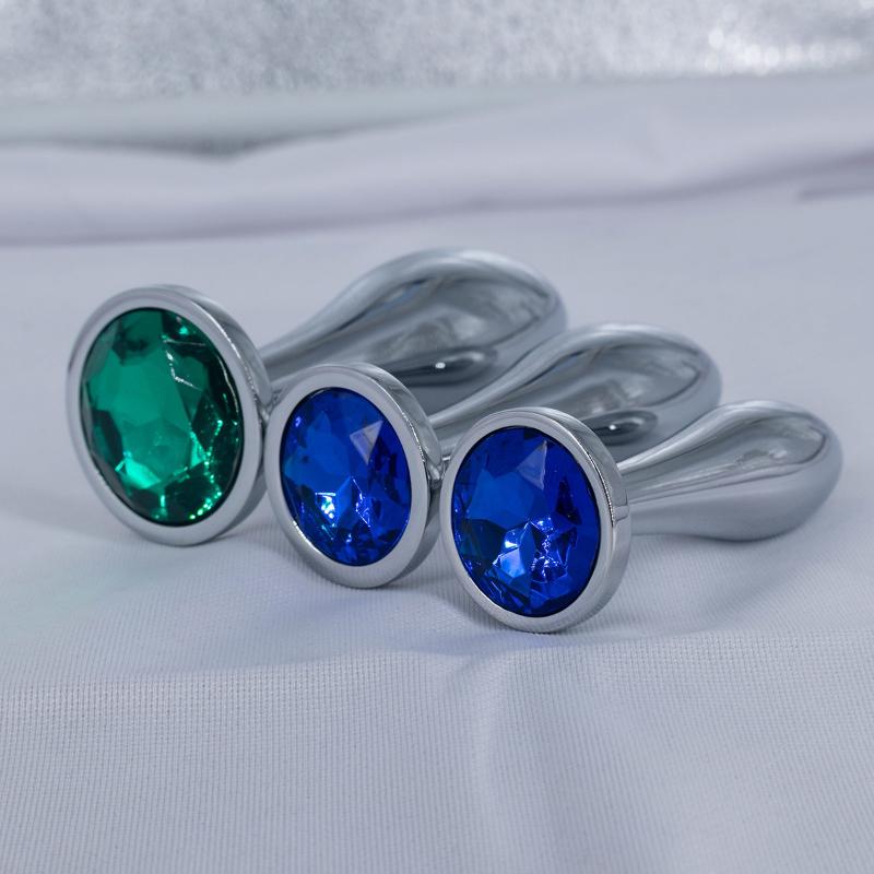 Drop Anal Plug For Women Aluminum Alloy Three Sizes Jewel Base Base Plug G-Point Massage Adult Sex Toys Male/Female 18+