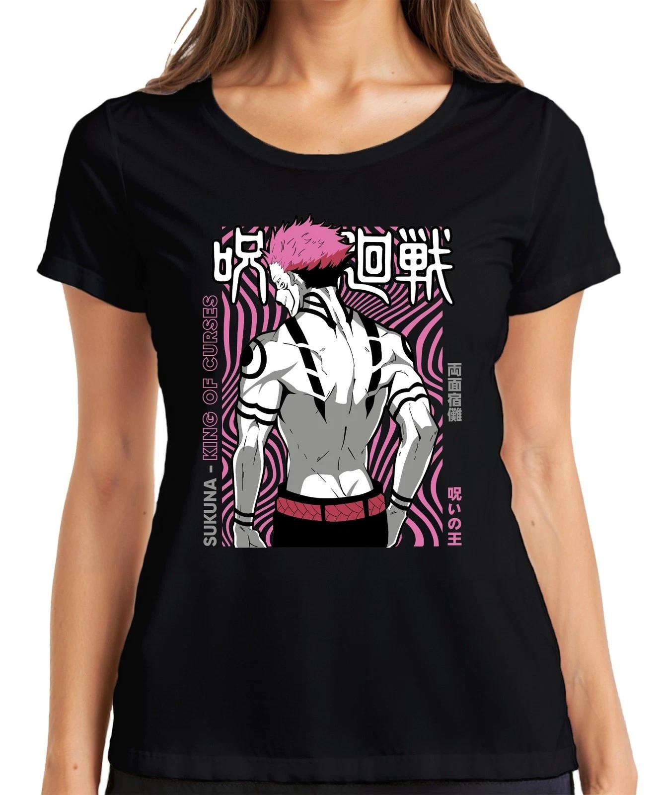 Sukuna Jujutsu Kaisen King of Curses Anime Ästhetik Villain Retro Damen T-Shirt M