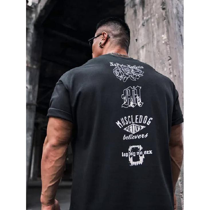 

Мужская футболка для фитнеса с короткими рукавами и круглым вырезом, летняя свободная хлопковая футболка для спортзала XXL