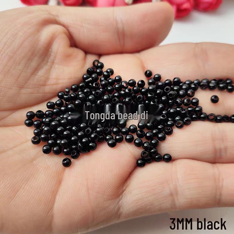 Pure Black Acrylic Beads for DIY Jewelry Making - Handmade Straight Hole Beading Accessories