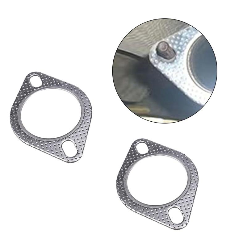 2Pcs Car Engine Exhaust Gasket Universals Exhaust Pipe Gasket With Two Holes Quick Installation Exhaust Spacer