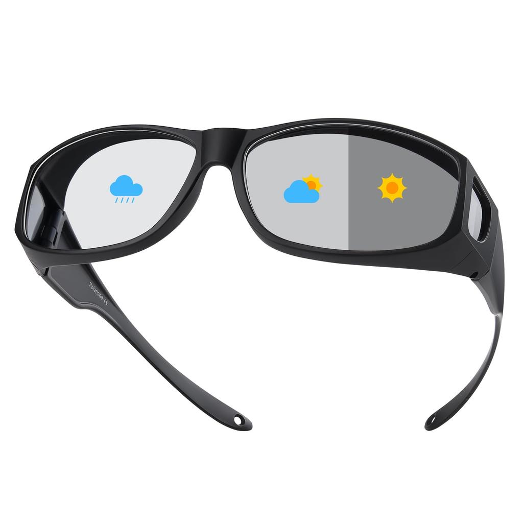 TINHAO Sunglasses with Photochromic Polarized Blocks of UV400 and Blue Perfect for Day and Night Made with TR90 and Available in Prescription Lenses