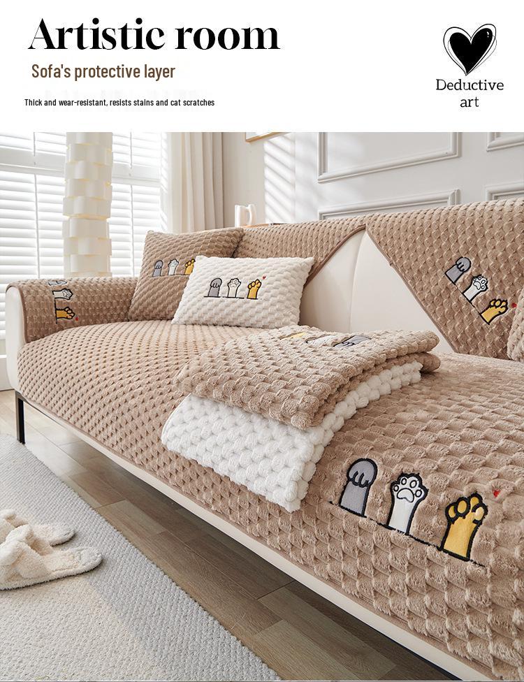 Sofa Cushion: Plush, Thickened, Non-slip Nordic Cartoon Design for Autumn and Winter