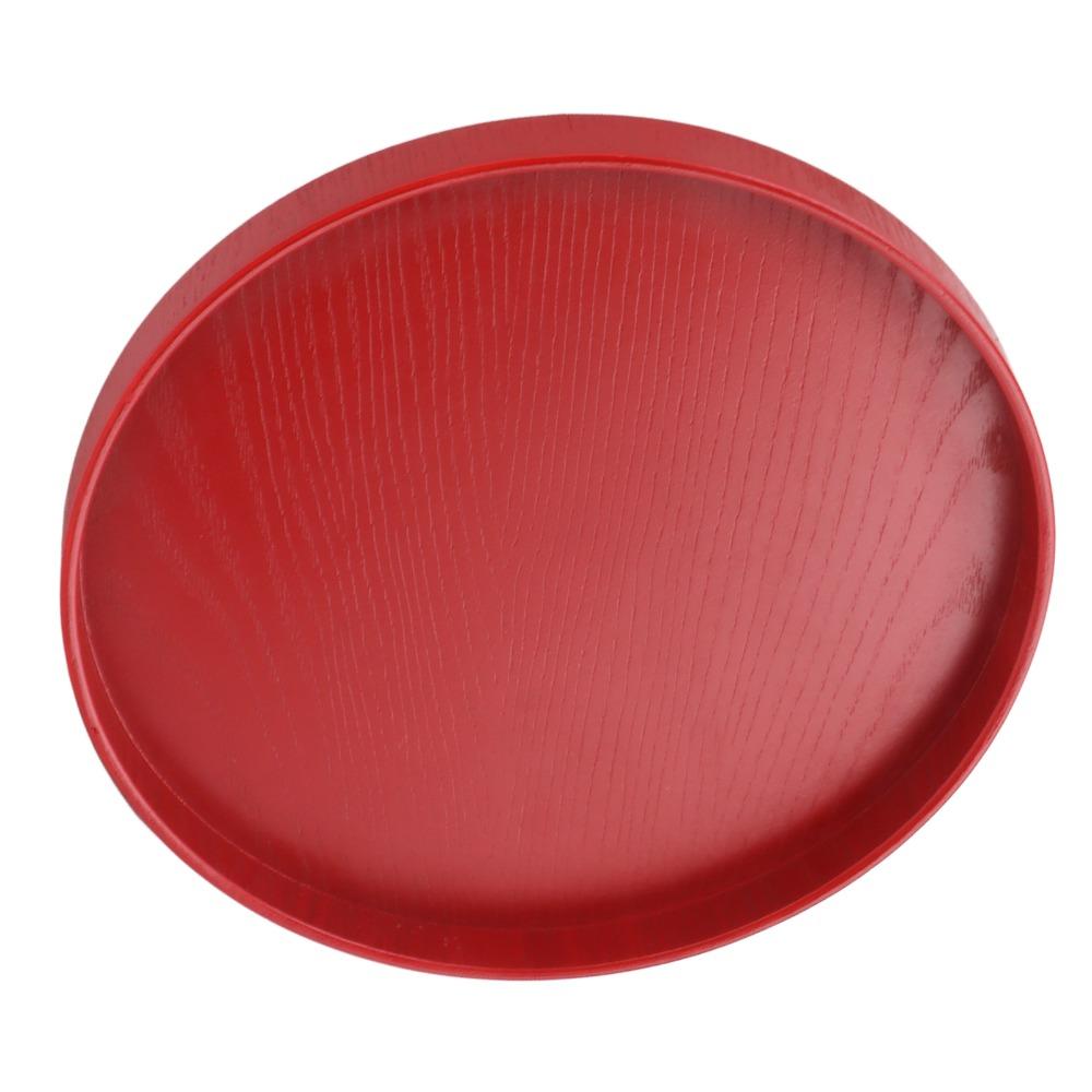 Wine Red Wooden Serving Tray Wooden Round Tea Plate Food Meals Serving Red Serving Tray Tea House