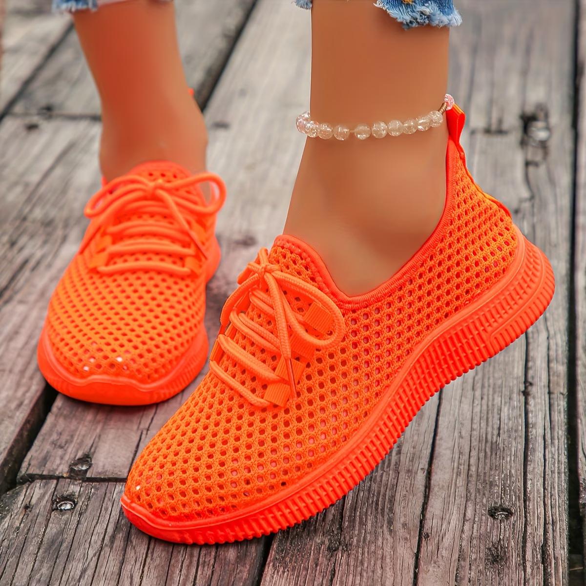 Новые летние сетчатые кроссовки большого размера для женщин, повседневные спортивные кроссовки для бега, дышащие и удобные сетчатые спортивные кроссовки 36 оранжевый