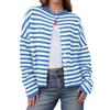 Womens Striped Cardigan Casual Long Sleeve Open Front Button Down Loose Knit