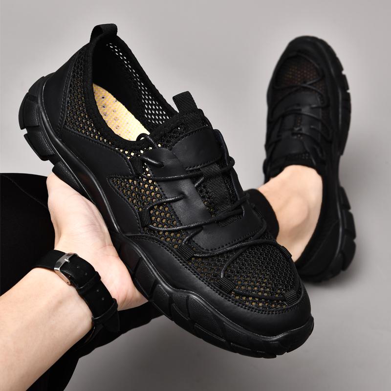 Men's Flying Woven Mesh Fashionable Casual Leather Shoes New Sandals Man Fashion Summer Outdoor Breathable Beach Sandals 37-47