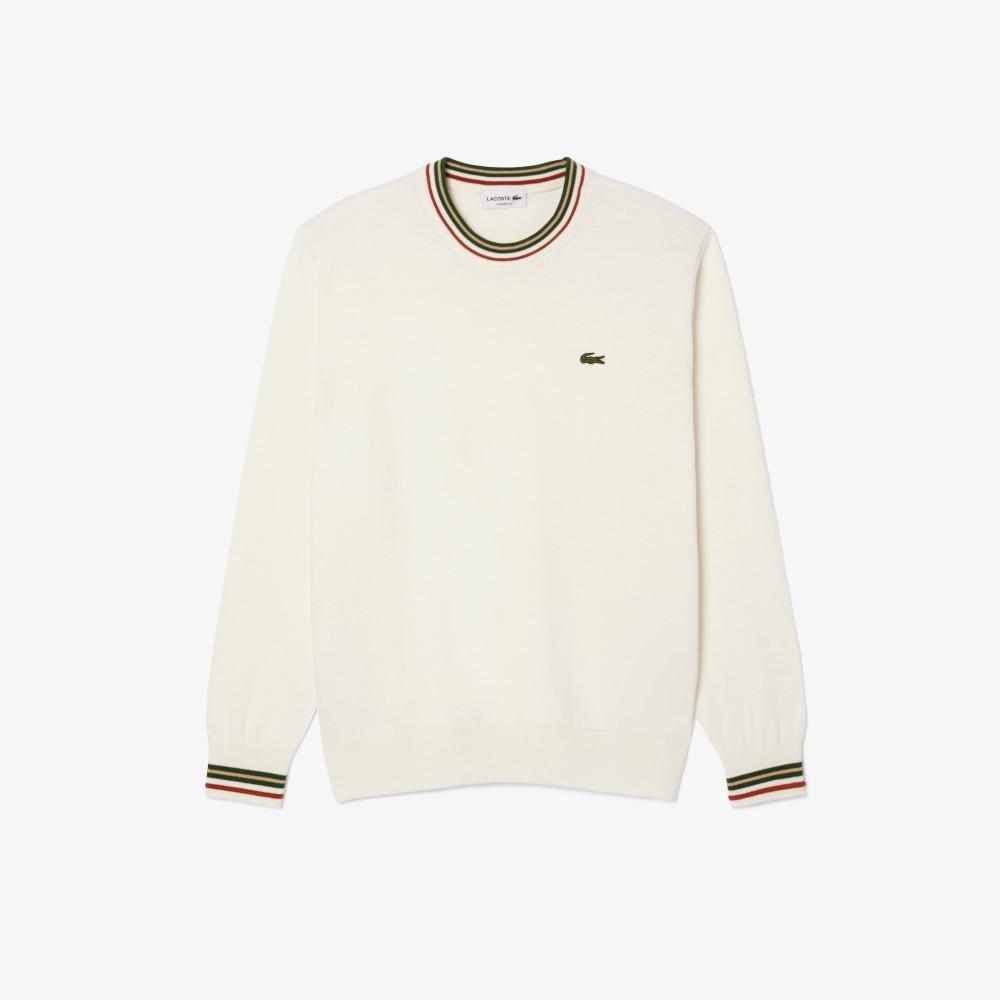[Lacoste] Men's Tipped Cotton Crewneck Sweater AH5158-55NX0N