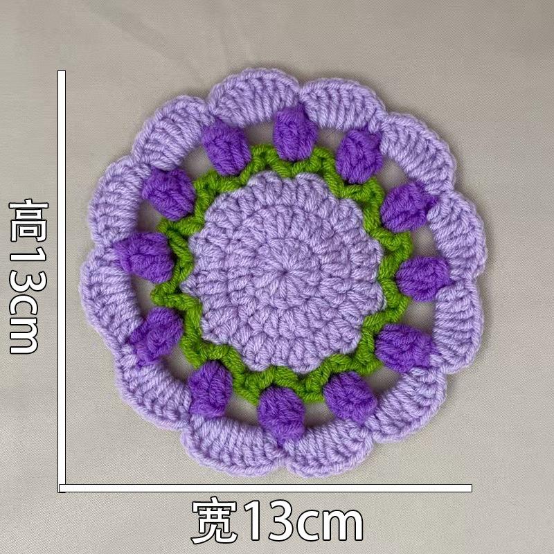 Finished product new cute wind ins small flower coaster placemat thermal insulation mat handmade wool crochet