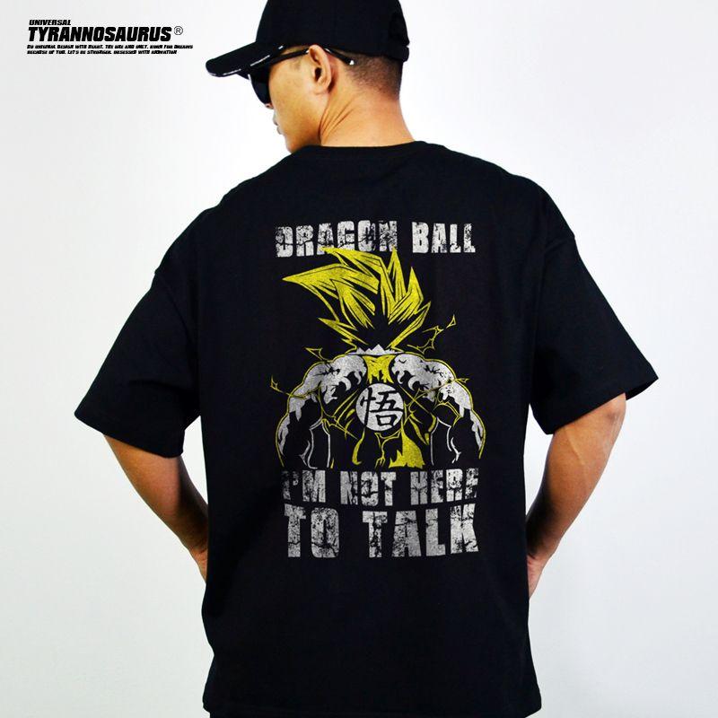 Japanese Animation Tide Dragon Ball Saiyan Wukong Short-sleeved T-shirt Men's and Women's Loose Summer Streetwear