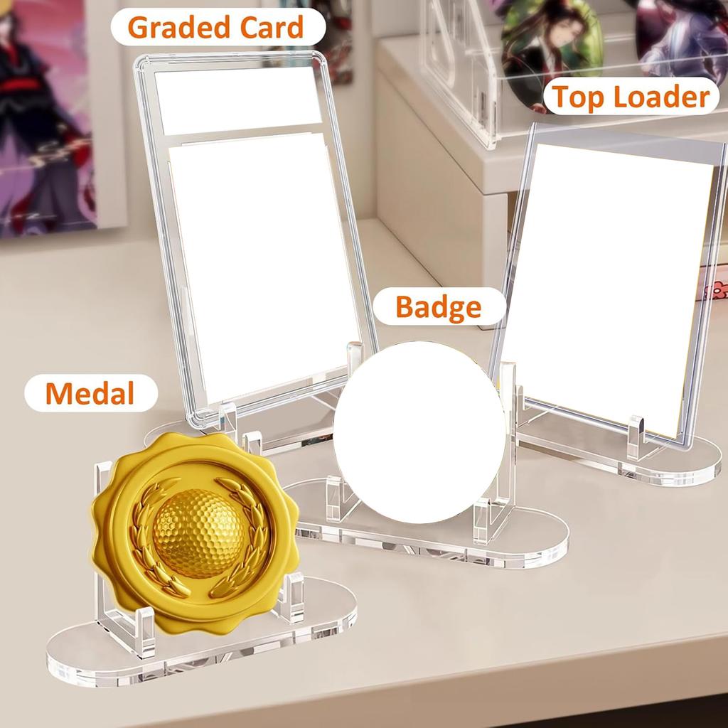 10Pieces Clear Acrylic Card Stands for Graded Sports Cards and Trading Card Display Challenge Coin Small Easels Stands