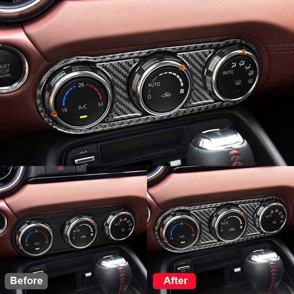 Carbon Fiber A/C Knob Frame Sticker for Mazda MX-5 Miata ND (2015-2021).