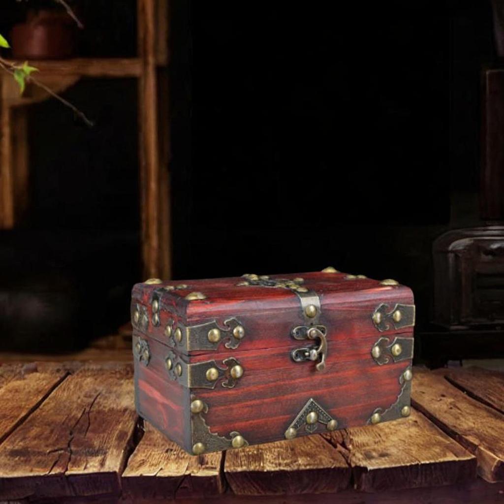 Schatzkiste im Retro-Stil Dekorativer Aufbewahrungsbehälter Multifunktion Leicht zu tragen und zu verstauen Holz